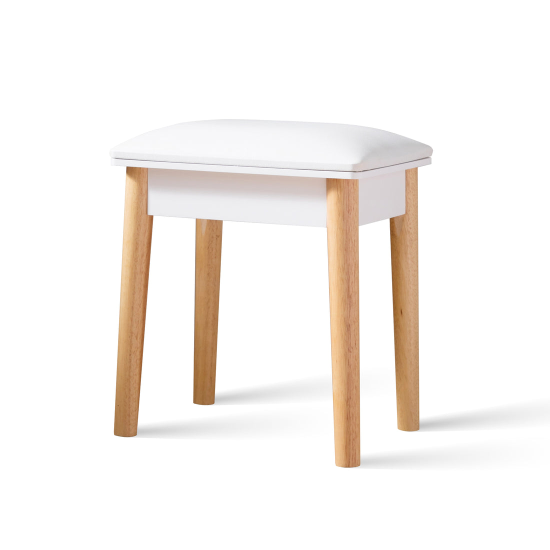 Sold Wood Vanity Table Stool,Dressing Stool For Makeup With Pu,White Finish White Solid Wood Mdf