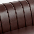 83.46'' Brown Pu Rolled Arm Chesterfield Three Seater Sofa. Dark Brown Pu