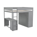 Wood Full Size Loft Bed With Wardrobes And 2 Drawer Desk With Cabinet, Gray Gray Solid Wood Mdf