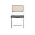 Set Of 2, Leather Dining Chair With High Density Sponge, Rattan Chair For Dining Room, Living Room, Bedroom, Gray Gray Pu