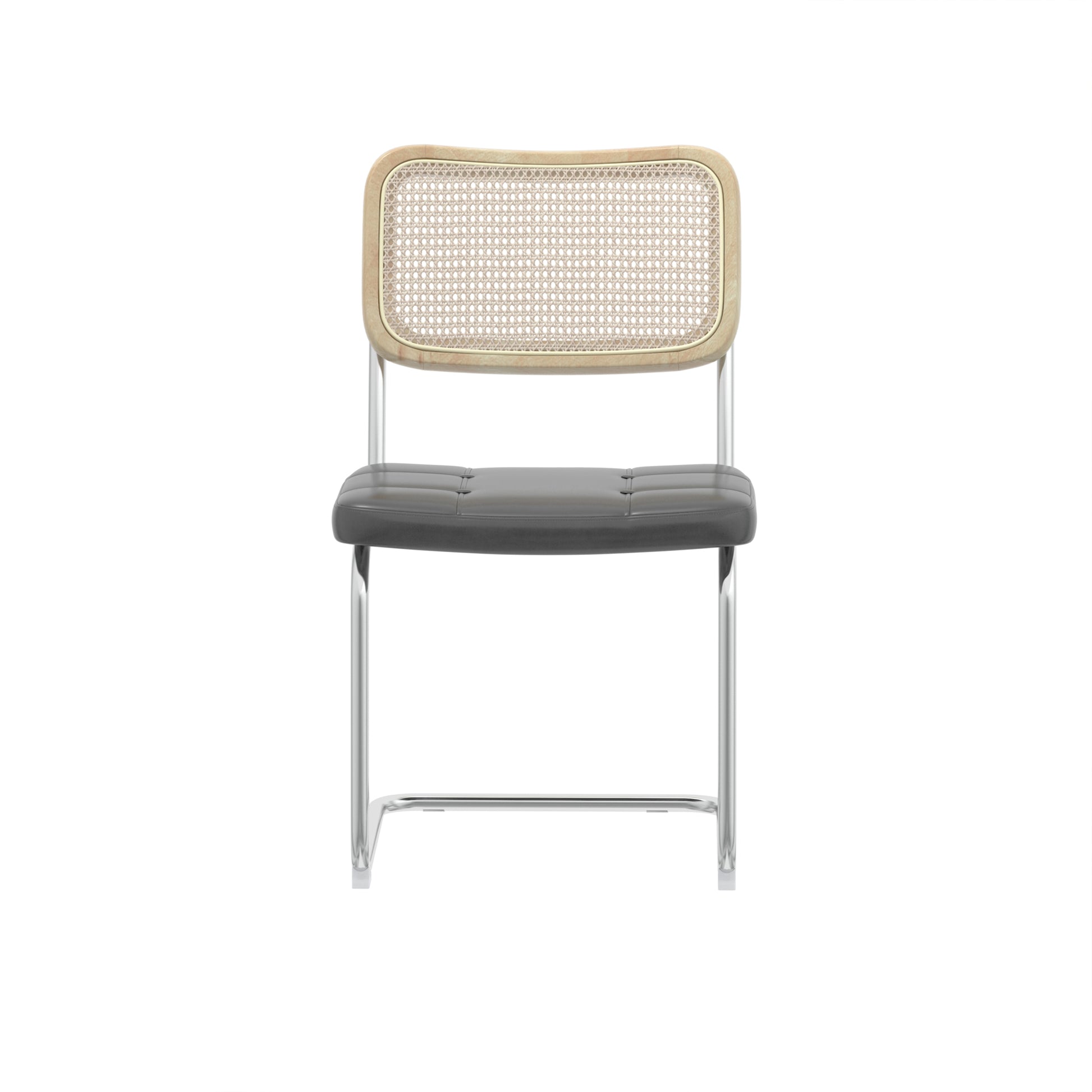 Set Of 2, Leather Dining Chair With High Density Sponge, Rattan Chair For Dining Room, Living Room, Bedroom, Gray Gray Pu