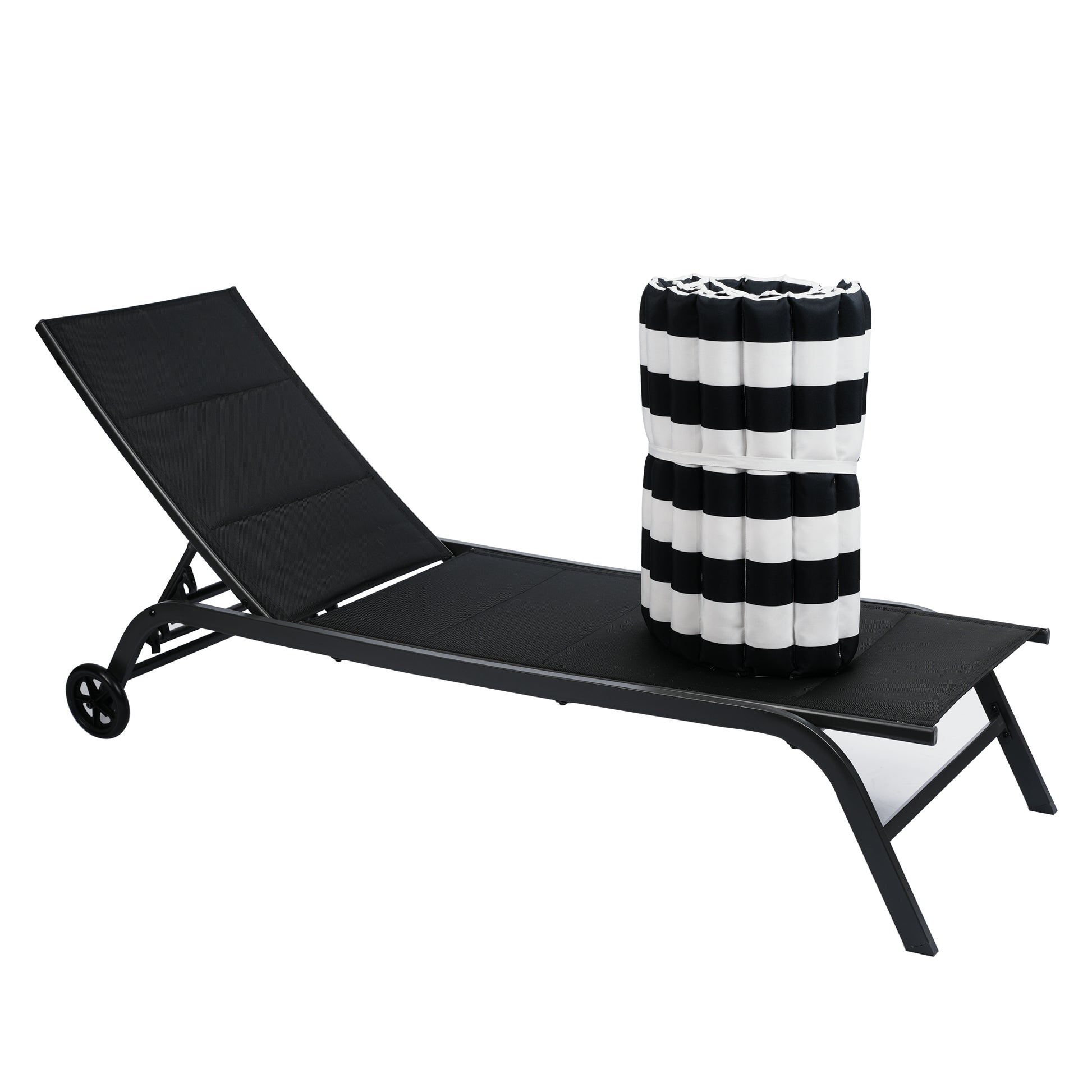 2Pcs Set Outdoor Lounge Chair Cushion Replacement Patio Funiture Seat Cushion Chaise Lounge Cushion Black White Black White Polyester