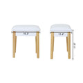 Sold Wood Vanity Table Stool,Dressing Stool For Makeup With Pu,White Finish White Solid Wood Mdf