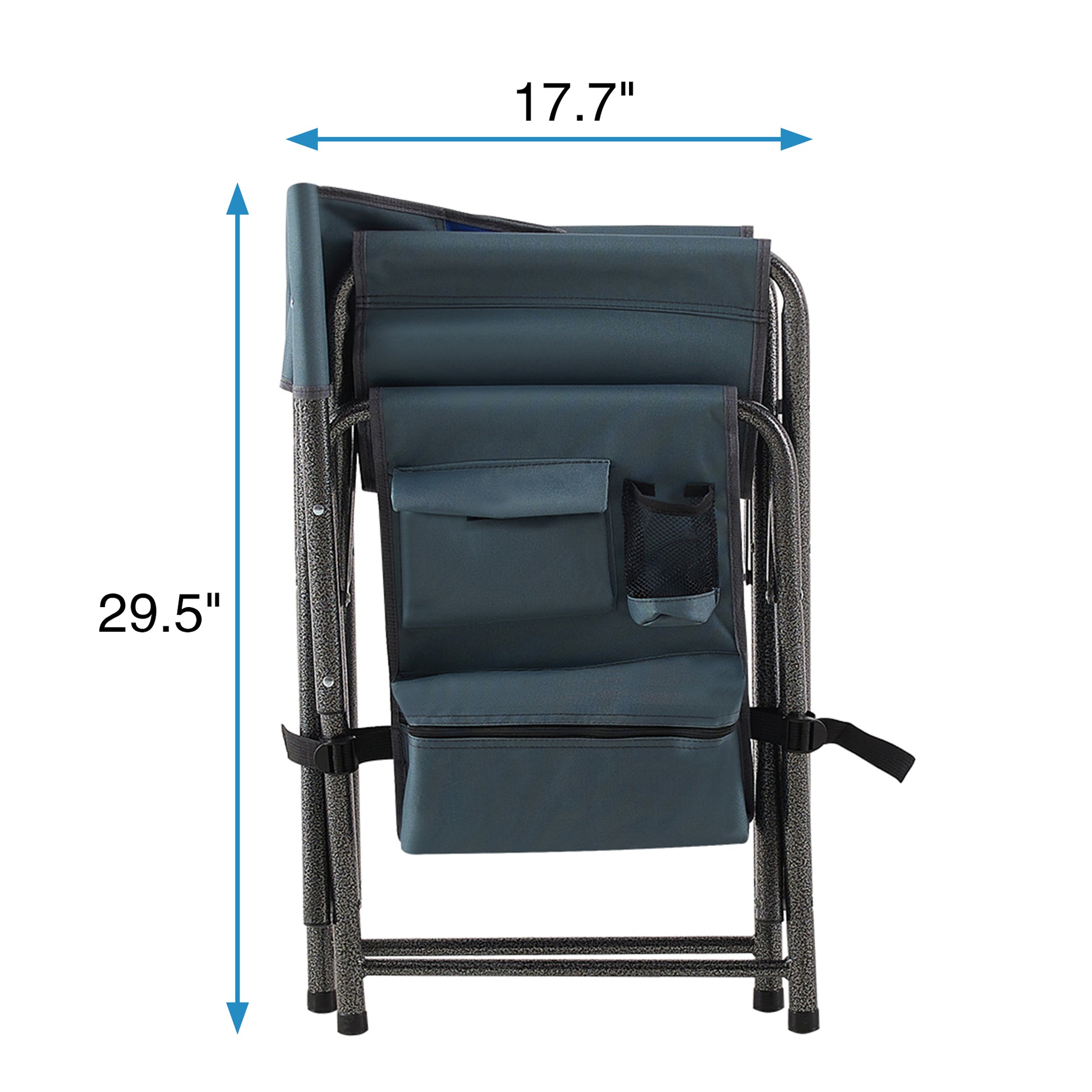 1 Piece Padded Folding Outdoor Chair With Storage Pockets,Lightweight Oversized Directors Chair For Indoor, Outdoor Camping, Picnics And Fishing,Blue Grey Blue Grey Steel