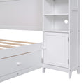 Full Size Wooden Bed With All In One Cabinet And Shelf, White Full White Solid Wood