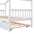 Twin Size Wooden House Bed With Twin Size Trundle, White White Solid Wood