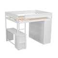 Wood Full Size Loft Bed With Wardrobes And 2 Drawer Desk With Cabinet, White White Solid Wood Mdf