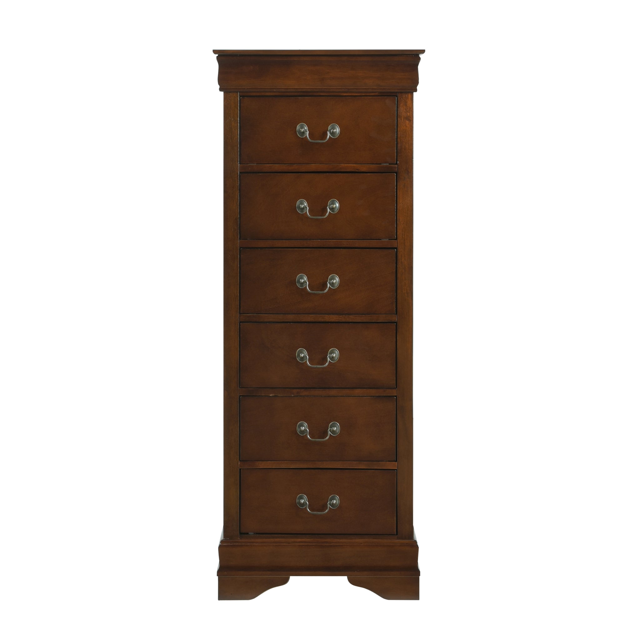 Traditional Design Louis Phillippe Style 1Pc Lingerie Chest Of 7X Drawers Brown Cherry Finish Hidden Drawers Wooden Furniture Brown Mix Drawer 5 Drawers & Above Bedroom Traditional Wood