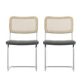 Set Of 2, Leather Dining Chair With High Density Sponge, Rattan Chair For Dining Room, Living Room, Bedroom, Gray Gray Pu