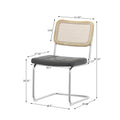 Set Of 2, Leather Dining Chair With High Density Sponge, Rattan Chair For Dining Room, Living Room, Bedroom, Gray Gray Pu