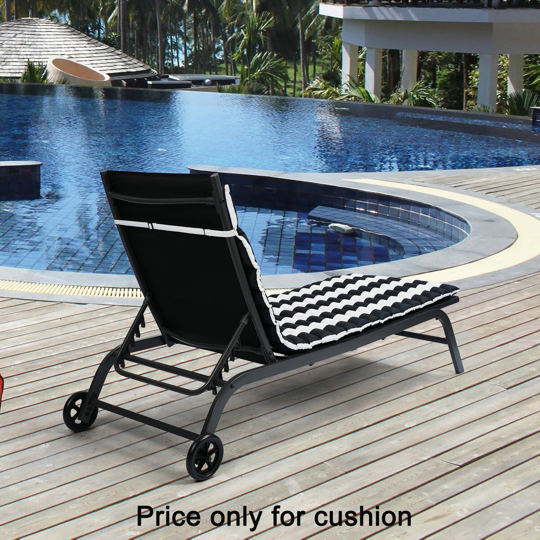 2Pcs Set Outdoor Lounge Chair Cushion Replacement Patio Funiture Seat Cushion Chaise Lounge Cushion Black White Black White Polyester