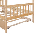 Twin Size Wooden House Bed With Twin Size Trundle, Natural Natural Solid Wood