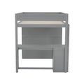 Wood Full Size Loft Bed With Wardrobes And 2 Drawer Desk With Cabinet, Gray Gray Solid Wood Mdf