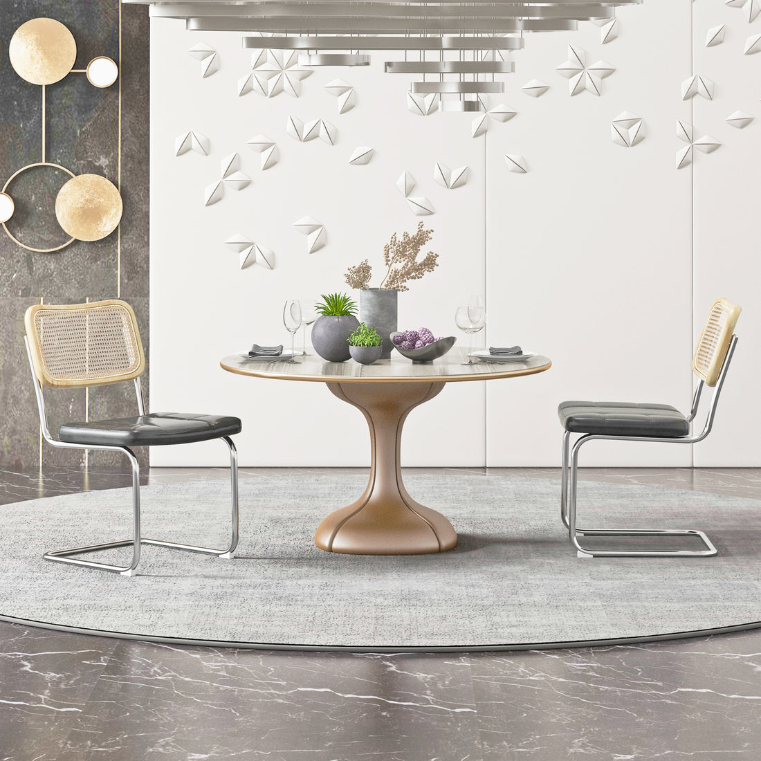 Set Of 2, Leather Dining Chair With High Density Sponge, Rattan Chair For Dining Room, Living Room, Bedroom, Gray Gray Pu