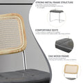 Set Of 2, Leather Dining Chair With High Density Sponge, Rattan Chair For Dining Room, Living Room, Bedroom, Gray Gray Pu