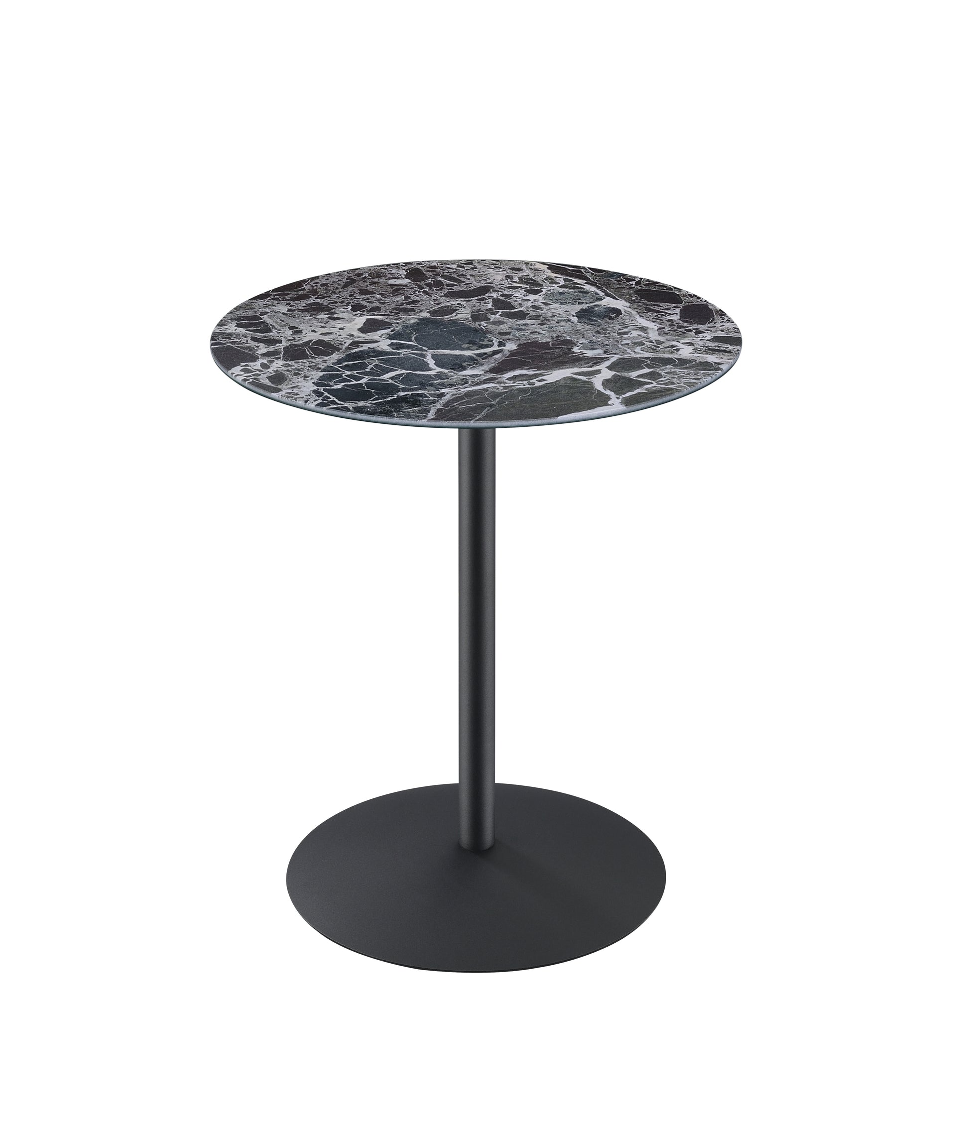 Circa 17.5" End Table With Black Marble Textured Top Black Glass