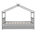 Twin Size Wooden House Bed With Twin Size Trundle, Gray Gray Solid Wood