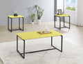 Gt 3 Piece Yellow Carbon Fiber Wrap Coffee Table And End Table Set Yellow Mdf