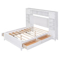 Full Size Wooden Bed With All In One Cabinet And Shelf, White Full White Solid Wood