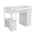 Wood Twin Size Loft Bed With Wardrobes And 2 Drawer Desk With Cabinet, White White Solid Wood Mdf