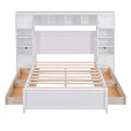 Full Size Wooden Bed With All In One Cabinet And Shelf, White Full White Solid Wood