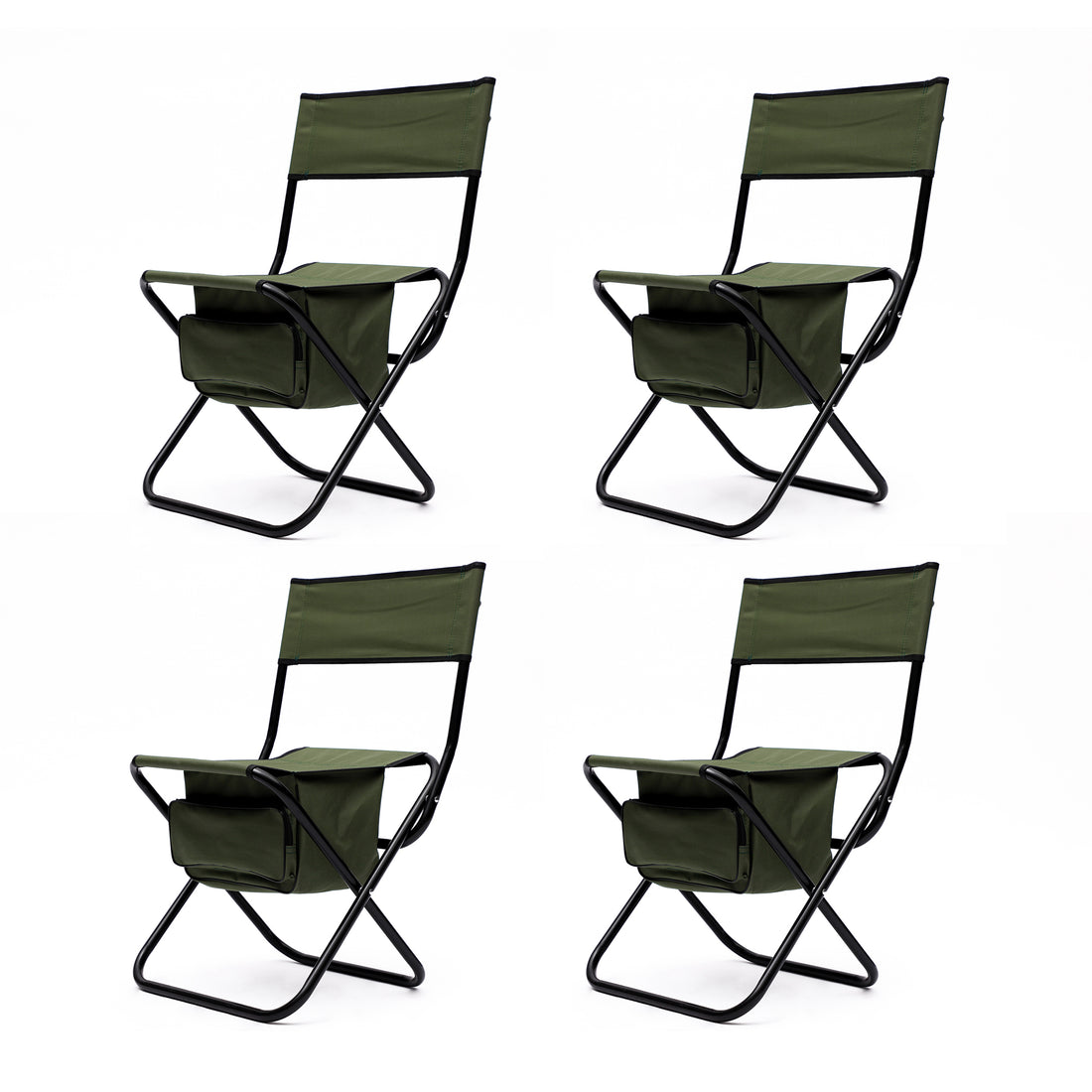 Set Of 5, Folding Outdoor Table And Chairs Set For Indoor, Outdoor Camping, Picnics, Beach,Backyard, Bbq, Party, Patio, Black Green Black Aluminum