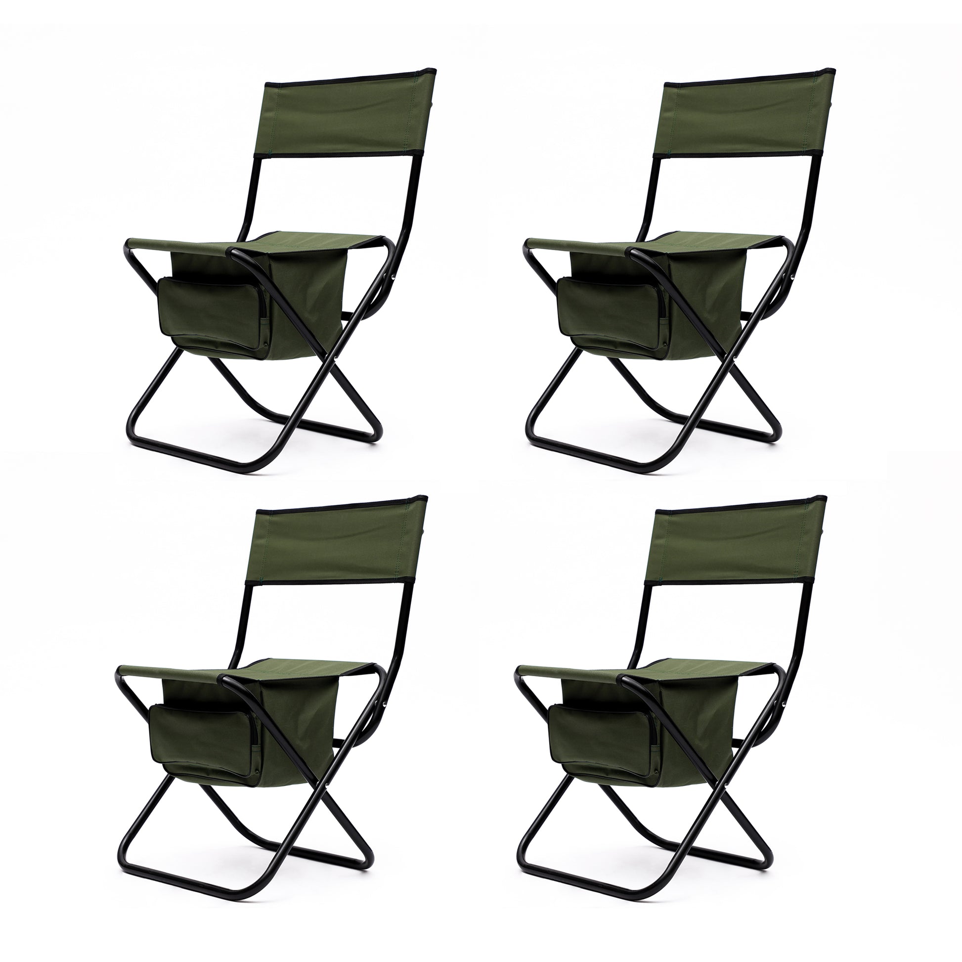 Set Of 5, Folding Outdoor Table And Chairs Set For Indoor, Outdoor Camping, Picnics, Beach,Backyard, Bbq, Party, Patio, Black Green Black Aluminum