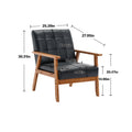 Accent Chairs Set Of 2 With Side Table, Mid Century Modern Accent Chair, Wood And Fabric Armchairs Side Chair, Lounge Reading Comfy Arm Chair For Living Room, Bedroom, Office Black Pu Pu Leather