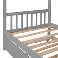 Twin Size Wooden House Bed With Twin Size Trundle, Gray Gray Solid Wood