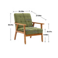 Leisure Chair With Solid Wood Armrest And Feet, Mid Century Modern Accent Chair, For Living Room Bedroom Studio Chair Green Linen