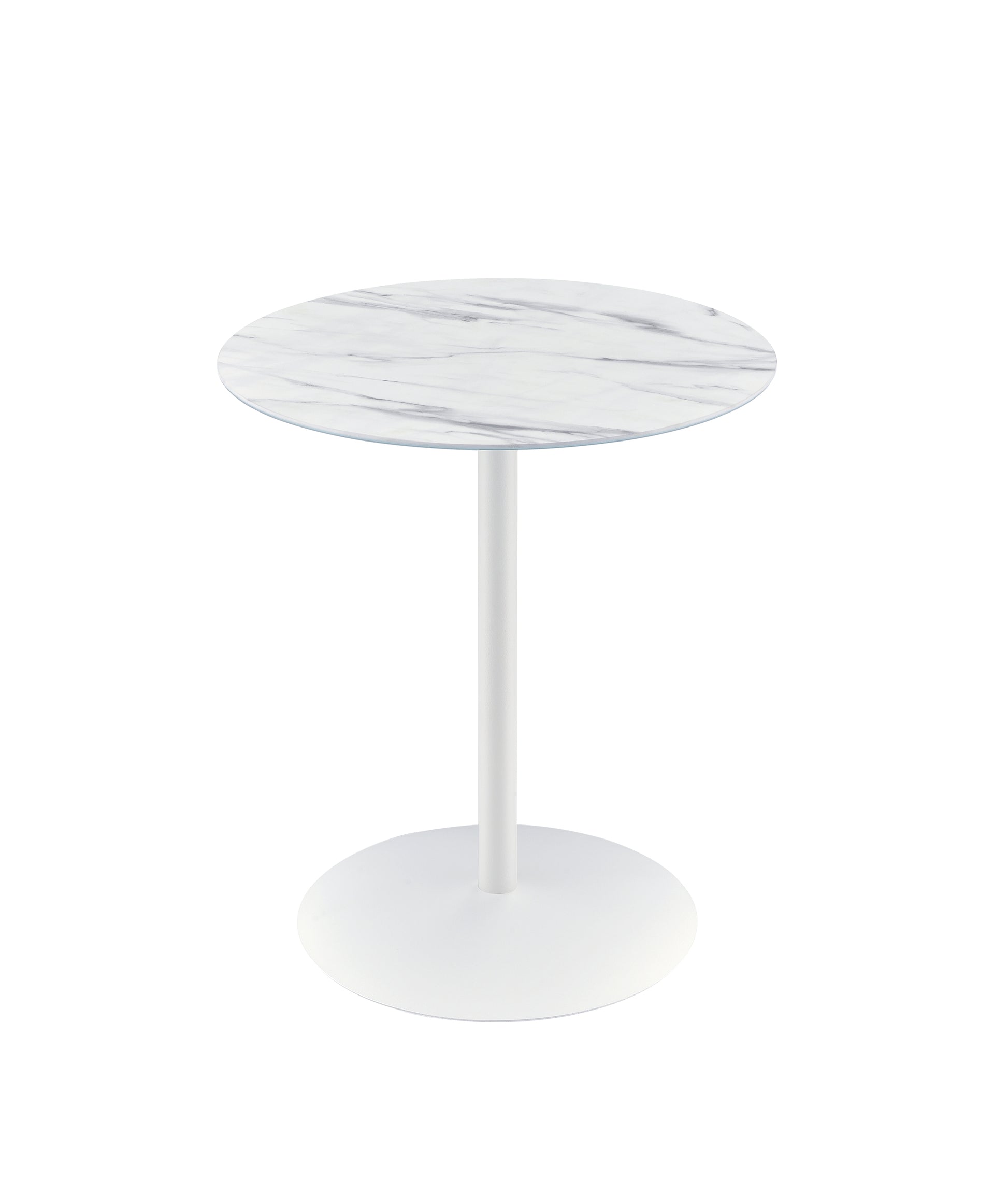 Circa 17.5" End Table With White Marble Textured Top White Glass
