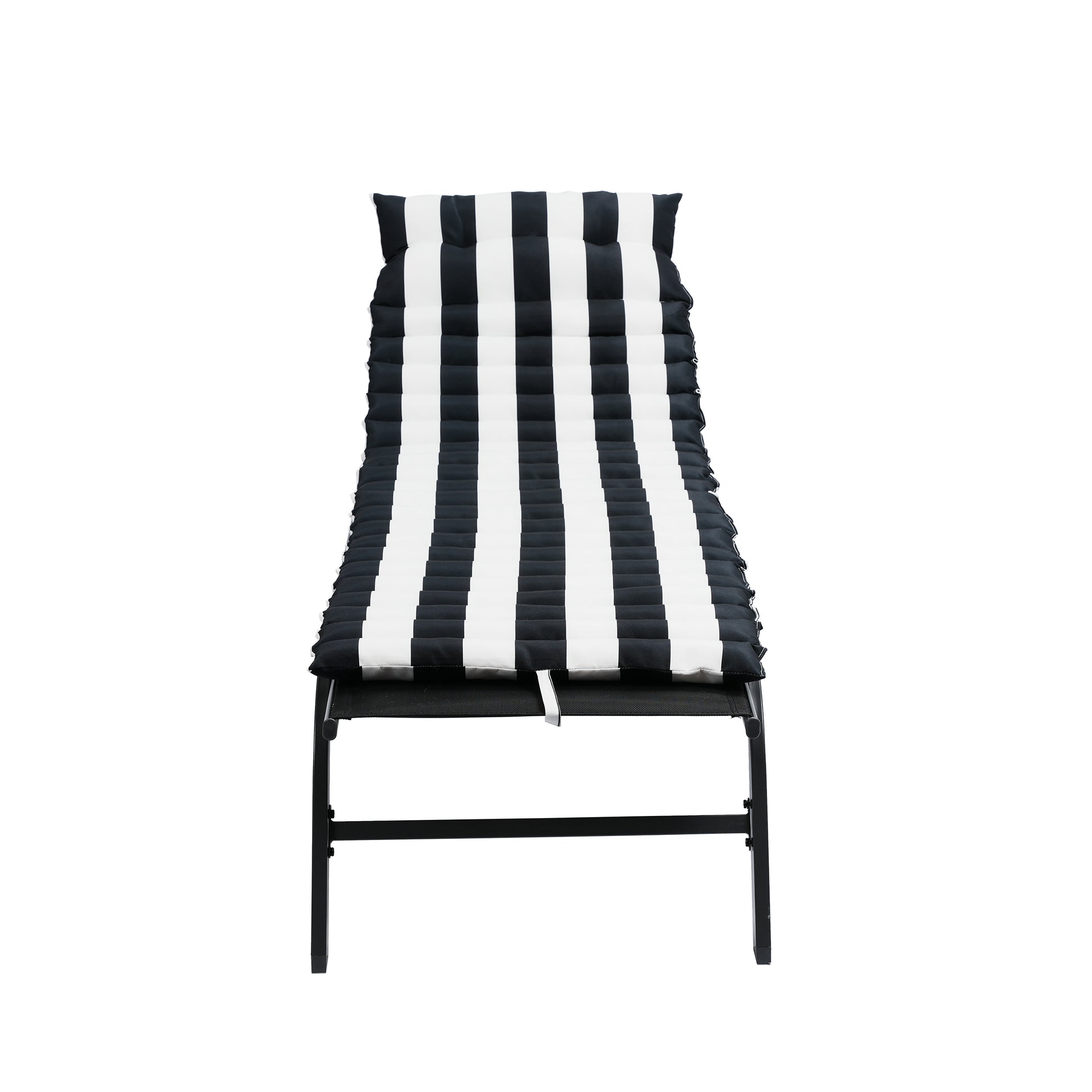 2Pcs Set Outdoor Lounge Chair Cushion Replacement Patio Funiture Seat Cushion Chaise Lounge Cushion Black White Black White Polyester