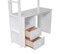 Wood Twin Size Loft Bed With Wardrobes And 2 Drawer Desk With Cabinet, White White Solid Wood Mdf