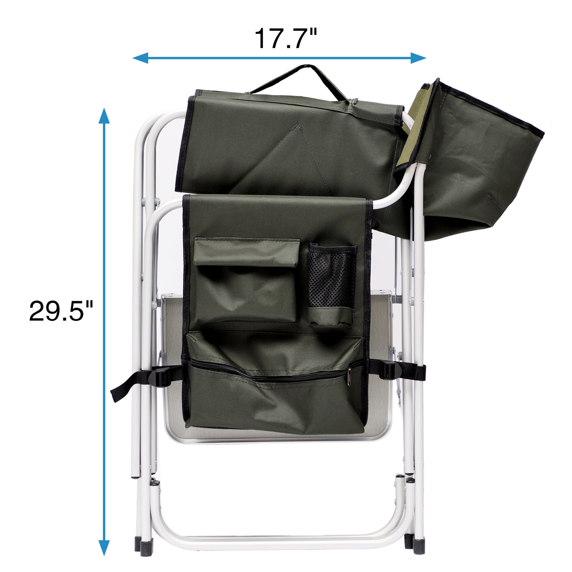 2 Piece Padded Folding Outdoor Chair With Side Table And Storage Pockets,Lightweight Oversized Directors Chair For Indoor, Outdoor Camping, Picnics And Fishing,Green Green Aluminum