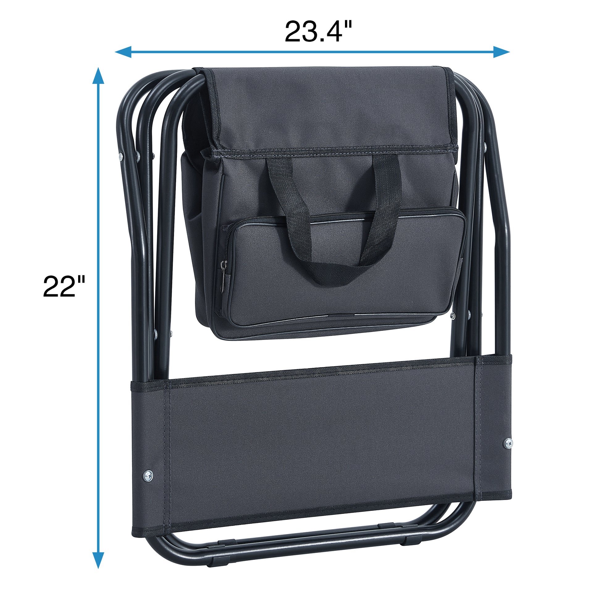2 Piece Folding Outdoor Chair With Storage Bag, Portable Chair For Indoor, Outdoor Camping, Picnics And Fishing,Grey Gray Steel
