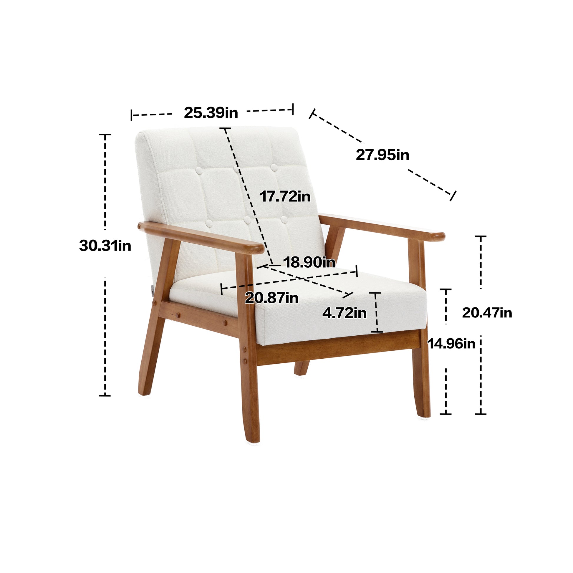 Leisure Chair With Solid Wood Armrest And Feet, Mid Century Modern Accent Chair, For Living Room Bedroom Studio Chair Beige Linen