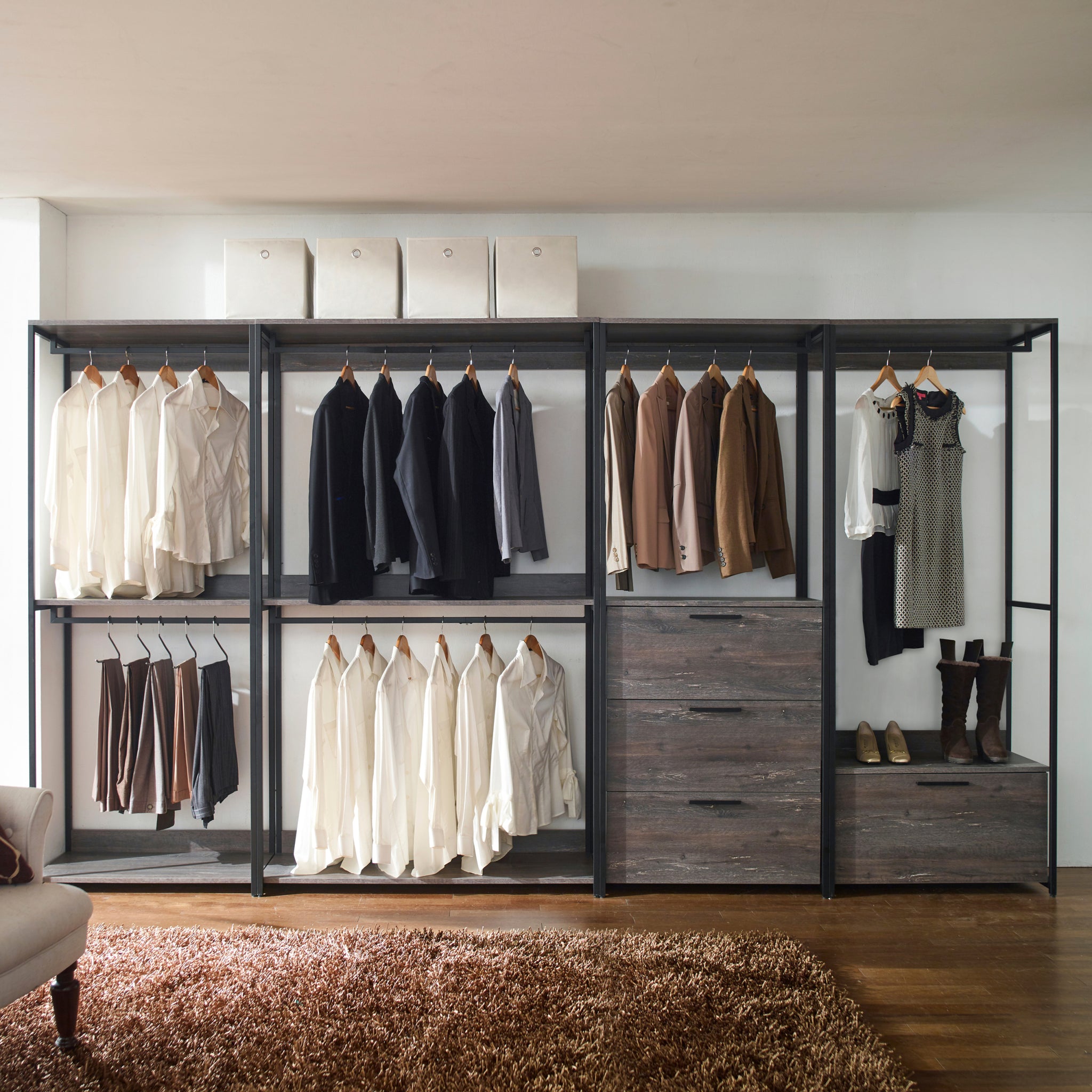 Monica Wood Walk In Closet System Rustic Mdf Melamine