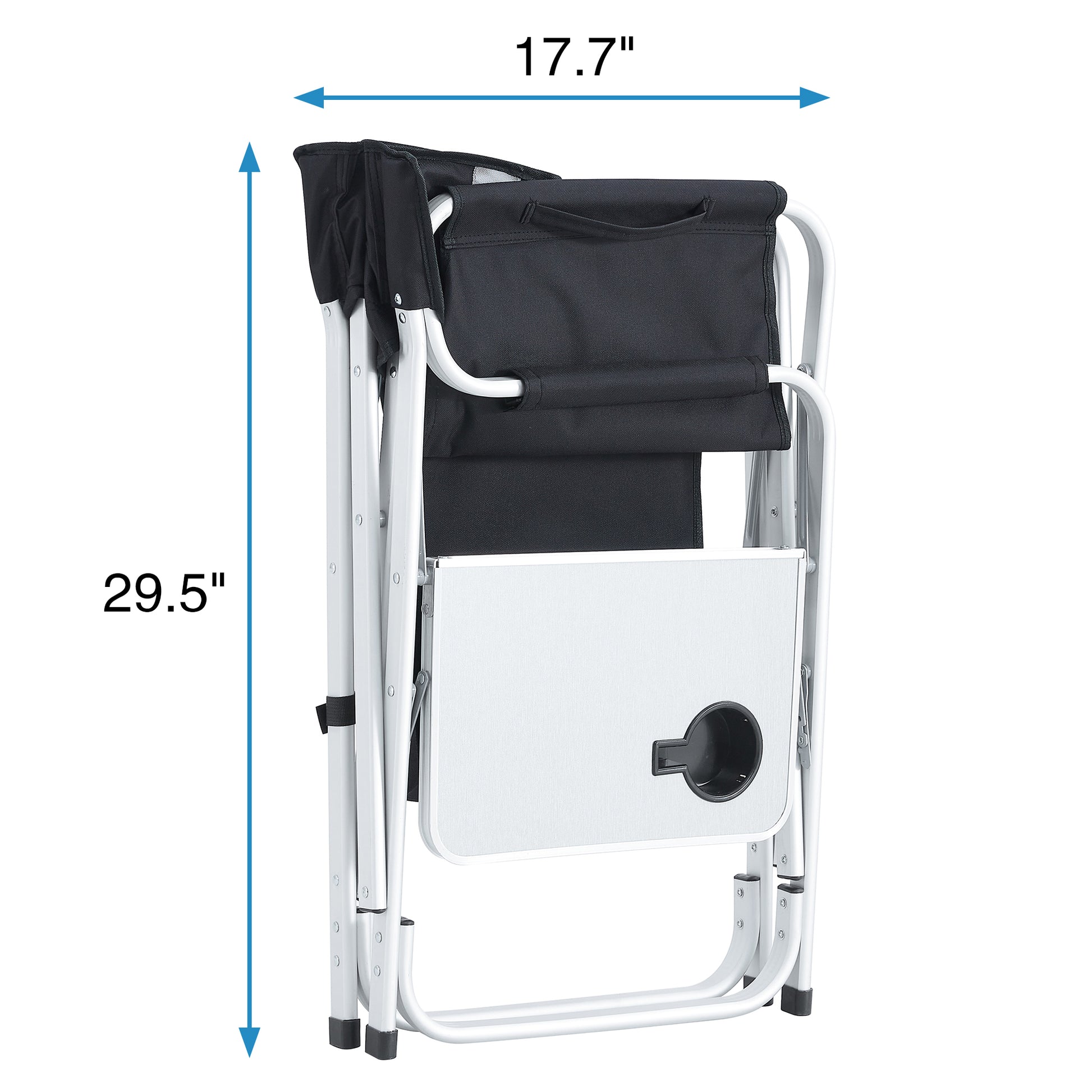 1 Piece Padded Folding Outdoor Chair With Side Table And Storage Pockets,Lightweight Oversized Directors Chair For Indoor, Outdoor Camping, Picnics And Fishing,Black Grey Black Gray Aluminum