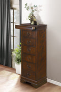 Traditional Design Louis Phillippe Style 1Pc Lingerie Chest Of 7X Drawers Brown Cherry Finish Hidden Drawers Wooden Furniture Brown Mix Drawer 5 Drawers & Above Bedroom Traditional Wood