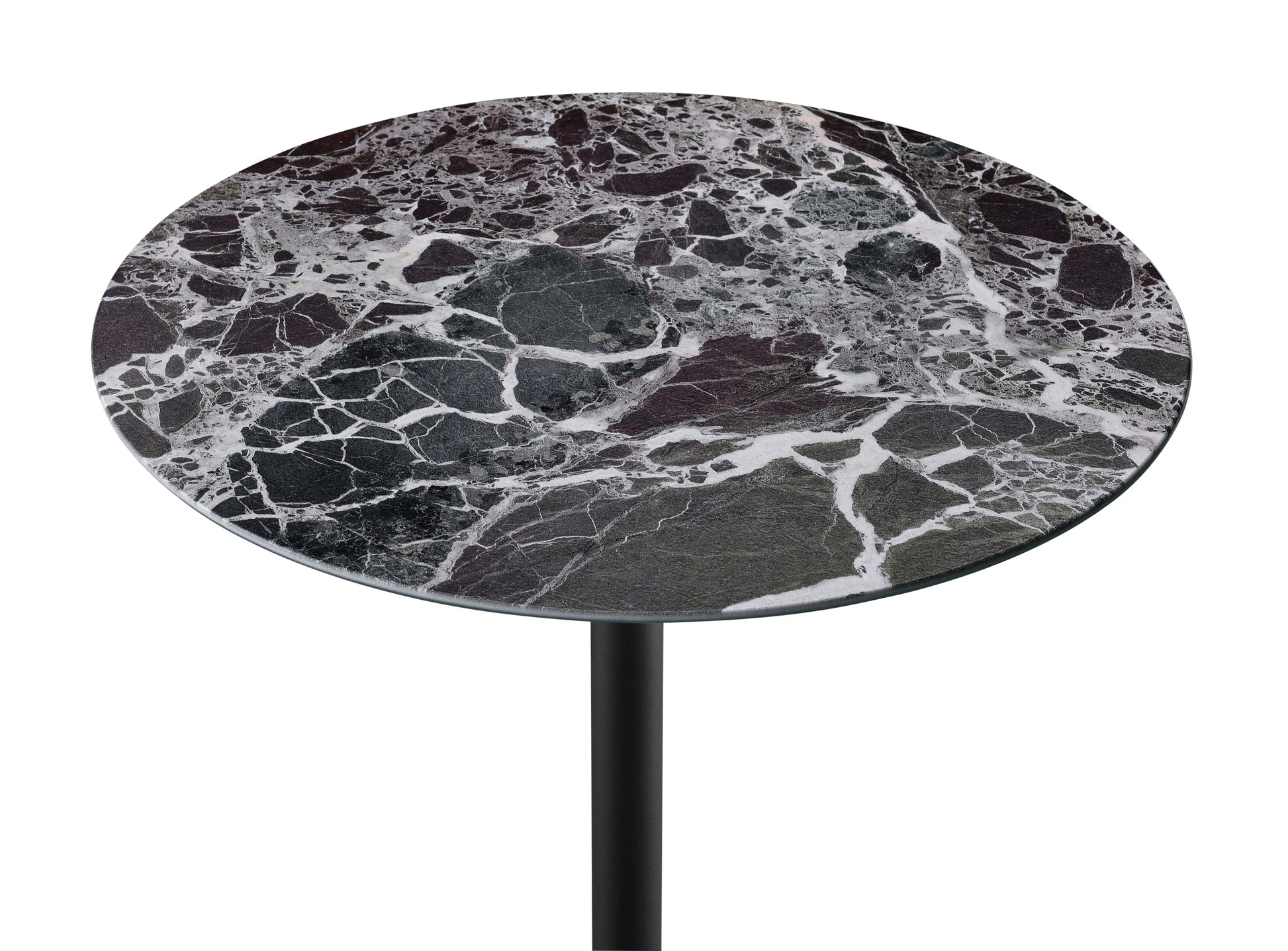 Orbit 15.5" End Table With Height Adjustable Black Marble Textured Top Black Glass