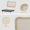 Set Of 2, Leather Dining Chair With High Density Sponge, Rattan Chair For Dining Room, Living Room, Bedroom, Gray Gray Pu