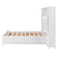 Full Size Wooden Bed With All In One Cabinet And Shelf, White Full White Solid Wood