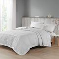 Oversized Down Alternative Blanket With Satin Trim Grey Polyester