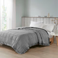 Oversized Down Alternative Blanket With Satin Trim Charcoal Polyester