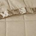 Oversized Down Alternative Blanket With Satin Trim Taupe Polyester