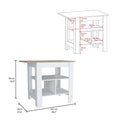 Adeline 3 Shelf Kitchen Island White And Macadamia White Mdf