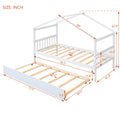 Twin Size Wooden House Bed With Twin Size Trundle, White White Solid Wood