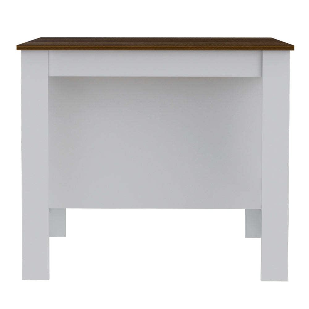 Ralston 7 Shelf 4 Door 2 Piece Kitchen Set, Kitchen Island And Pantry Cabinet White And Walnut White Mdf