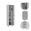 Hayne 9 Shelf 2 Door 2 Piece Kitchen Set, Kitchen Island And Pantry White And Light Oak White Mdf