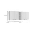 Sierra 7 Shelf 4 Door 2 Piece Kitchen Set, Upper Wall Cabinet And Kitchen Island White And Walnut White Mdf